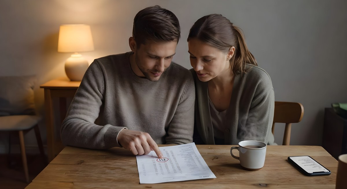 Rodzice wspólnie oglądają wyniki badań dziecka — symbol podwyższonych enzymów wątrobowych u nastolatka z chorobą Gravesa
